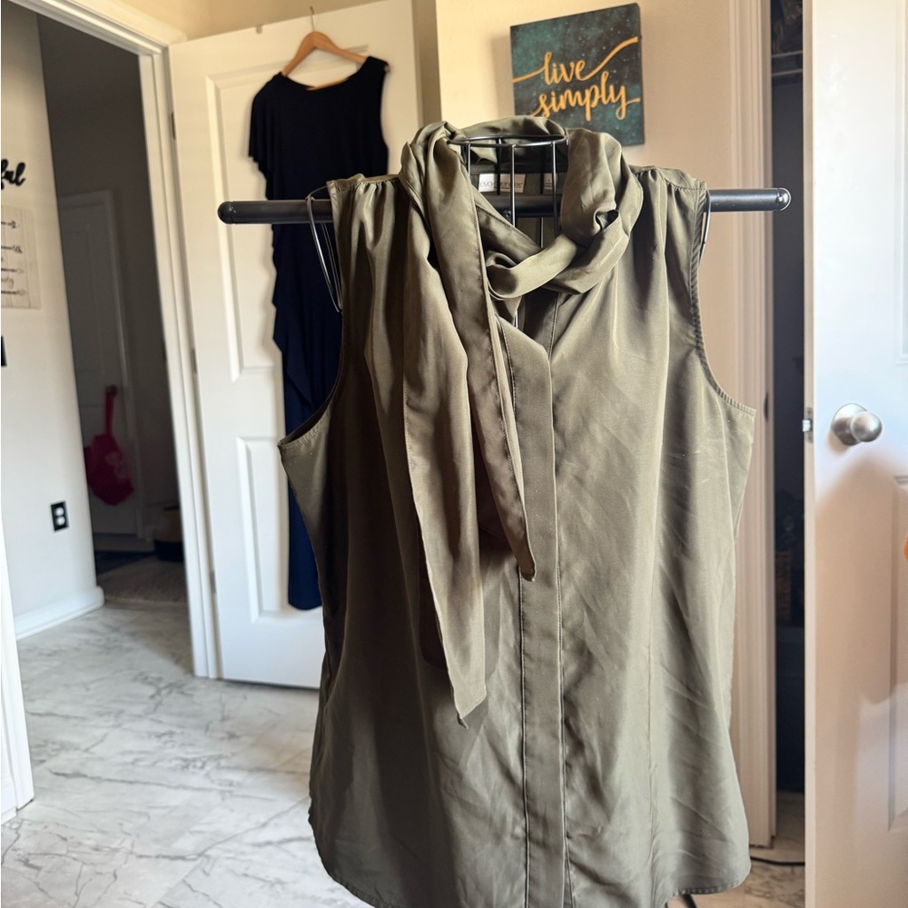 Eva Mendes for New York & Company Olive Tie-Neck Blouse